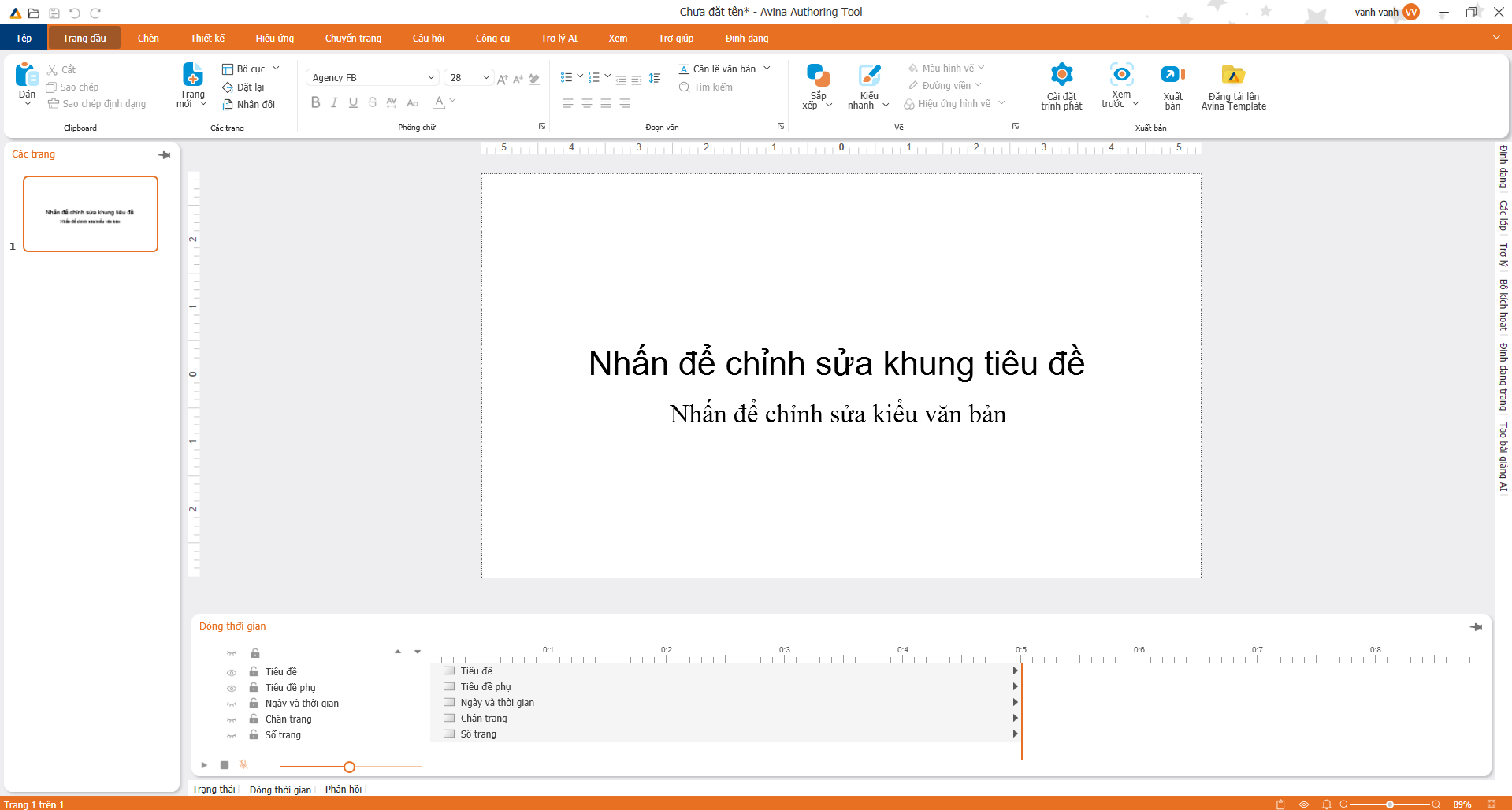 Giao diện chính phần mềm Avina